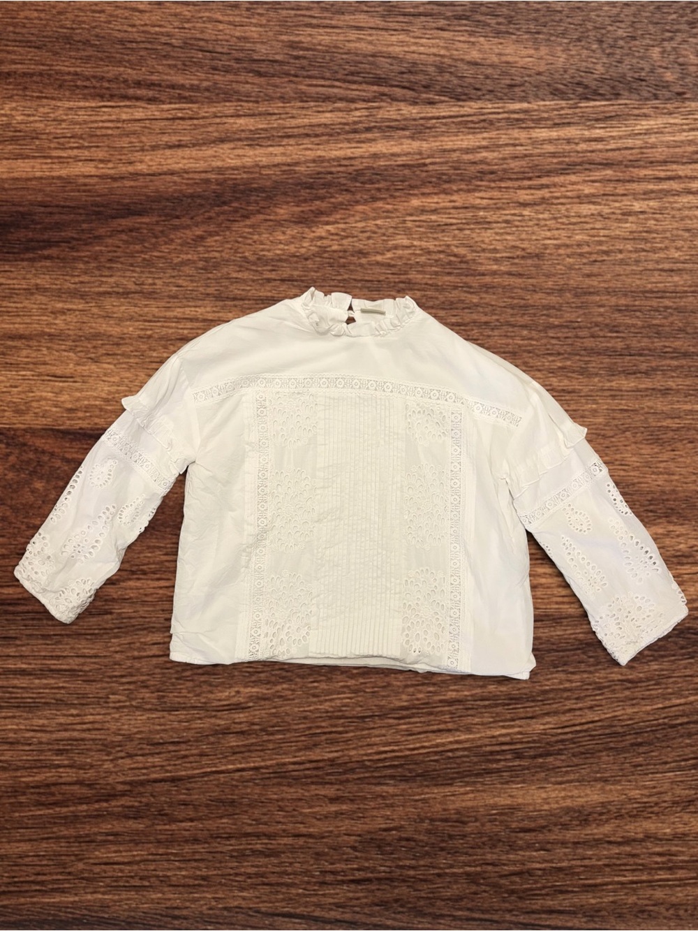 Love Olive Co Shandra White Eyelet Lace Blouse Top L